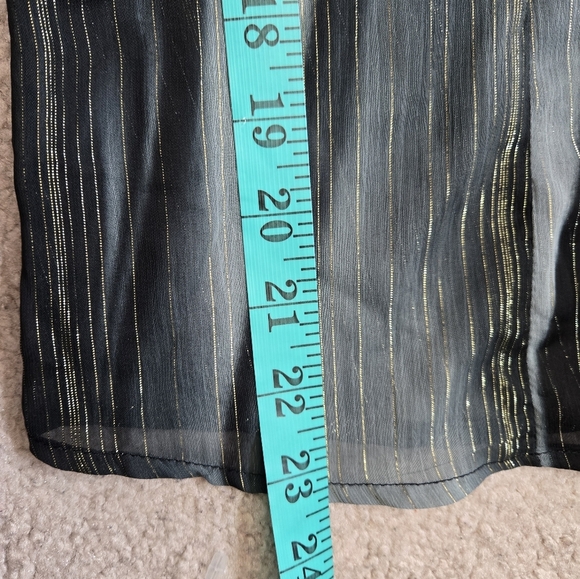 Ninety Sheer Black, Teal And Metallic Gold Blouse. Size Medium - Picture 11 of 11